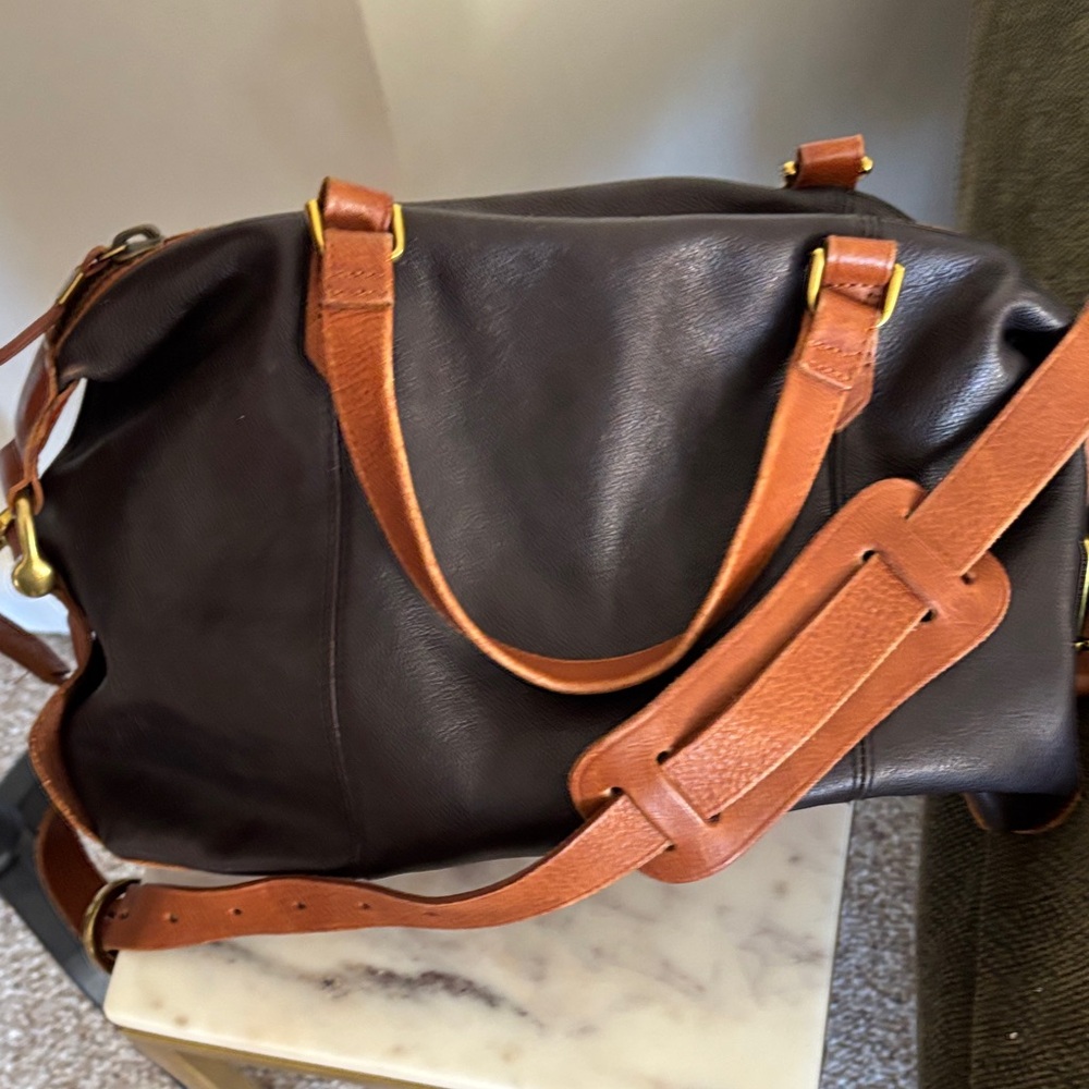 Madewell Kensington Satchel Ladies Brown Leather Crossbody Tan Straps Bag